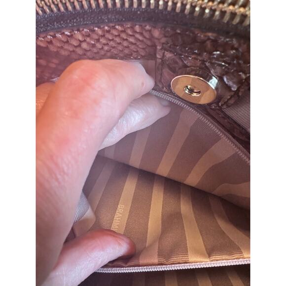 NWOT BRAHMIN SNAKESKIN EMBOSSED LEATHER 2 WAY HANDBAG - Picture 8 of 13
